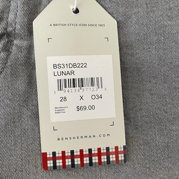 Ben Sherman Mens Straight Fit Stretch Jeans Lunar Gray 28W 34L - Picture 5 of 8